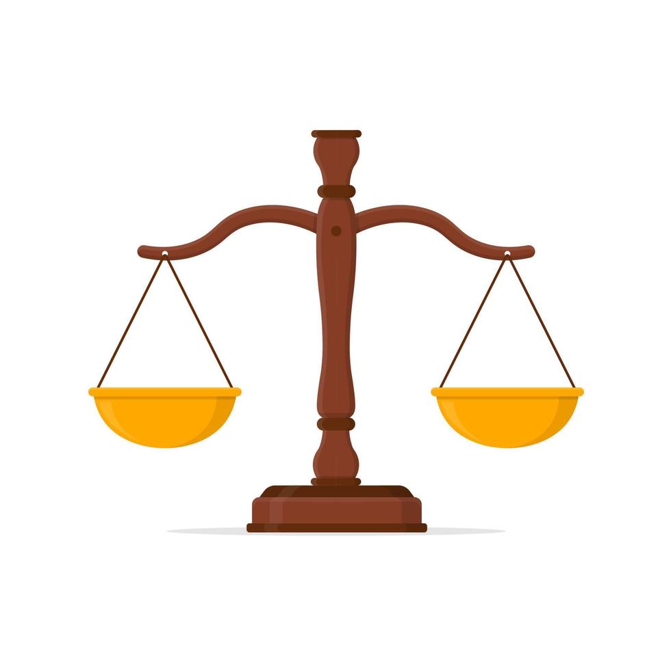 skalor av rättvisa ikon. symbol för rättsbalansen. vågar i platt design. vektor