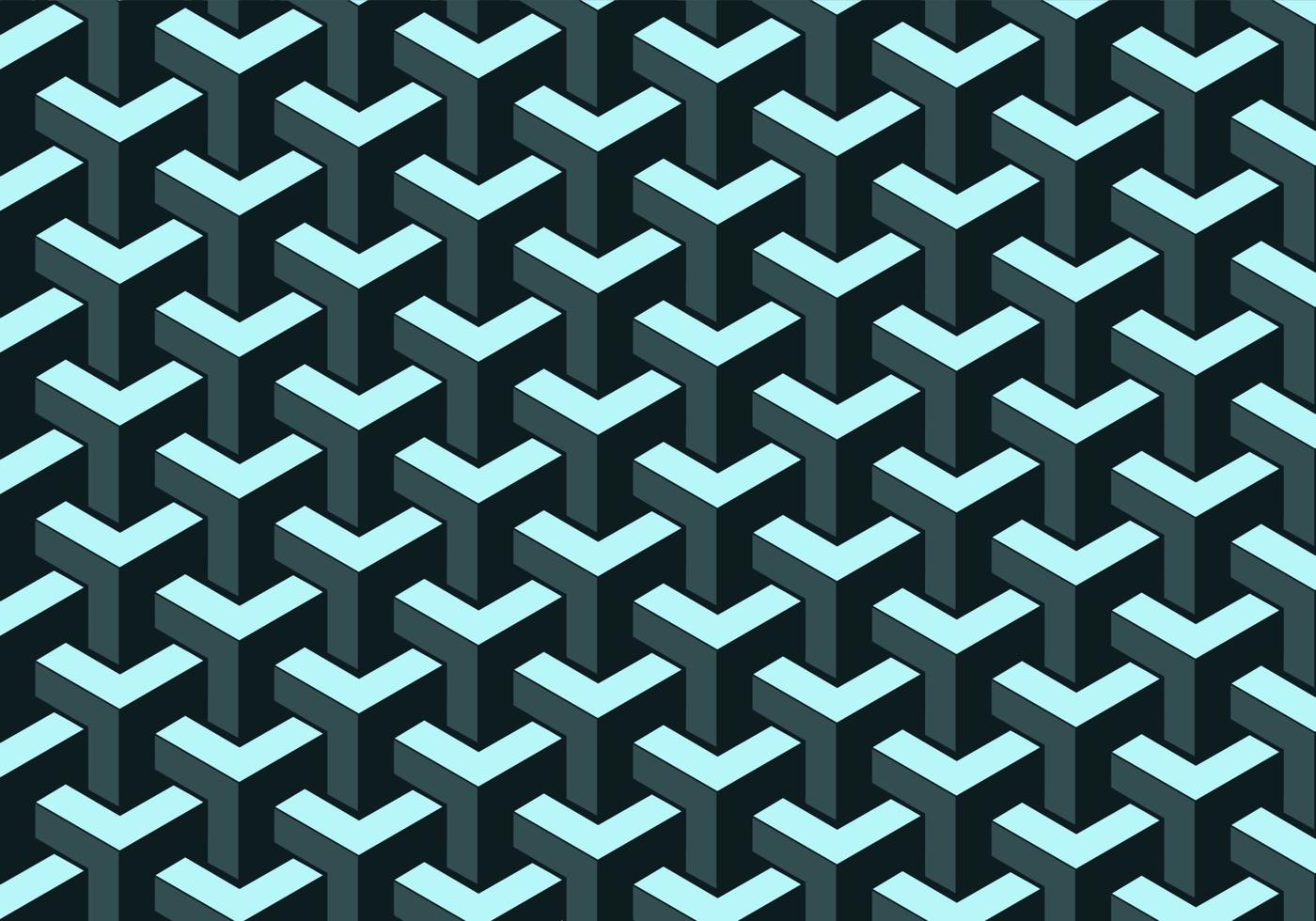 abstrakte isometrische y-würfel formen nahtloses muster mit blauem farbtonhintergrund. vektor