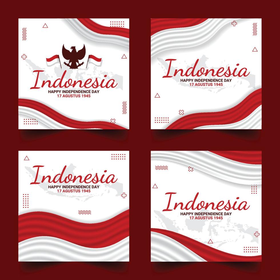 Beiträge zum Unabhängigkeitstag Indonesiens in den sozialen Medien vektor