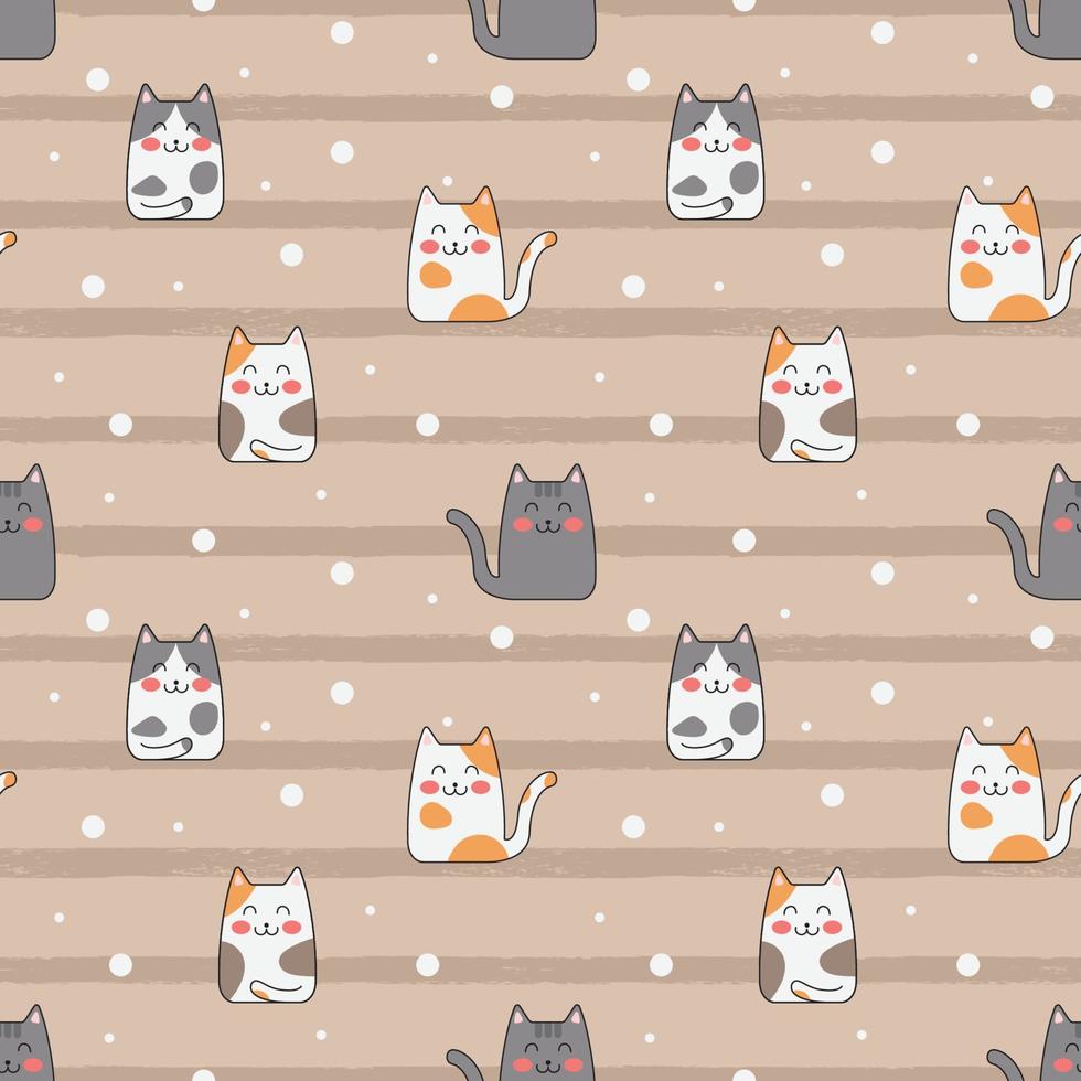 Vektorschnitt Katzen doodle Cartoon nahtlose Hintergrundmuster. vektor