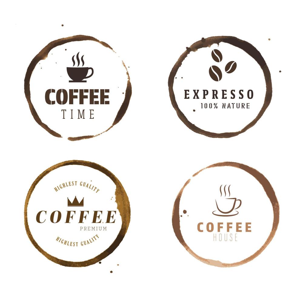 Vektor-Ring-Cup-Fleck, Kaffee-Logo, Grunge-Logo-Kaffee. vektor