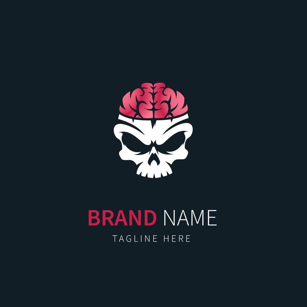 Gehirn-Logo-Vektor. Die Illustration eines Schädels mit Gehirn sieht frisch aus. vektor