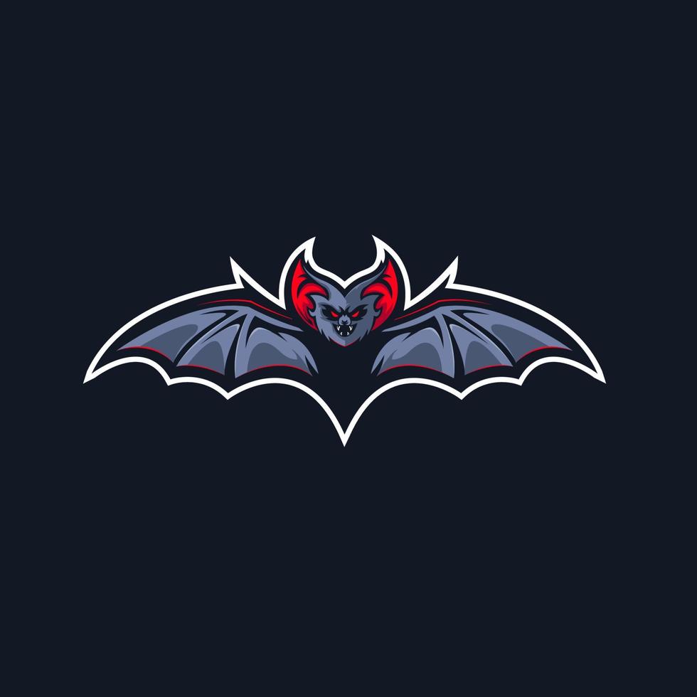 bat logotyp. bat illustration ikon med ett aggressivt uttryck på svart bakgrund vektor