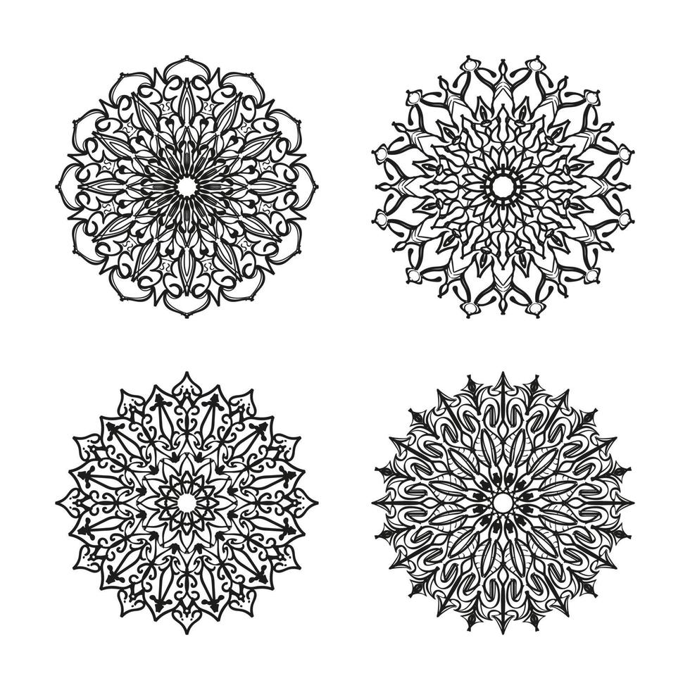 samlingar cirkulärt mönster i form av en mandala för henna, tatueringar. målarbok sida. vektor