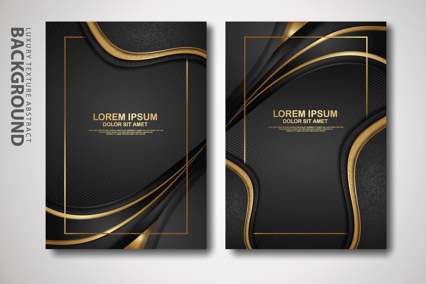 Vektor zwei Set von Cover-Design-Vorlagen mit luxuriösen und eleganten Wellen-, Kreis- und Überlappungsschichten Hintergrund mit Glitzereffekt. realistisch strukturiert im hintergrund