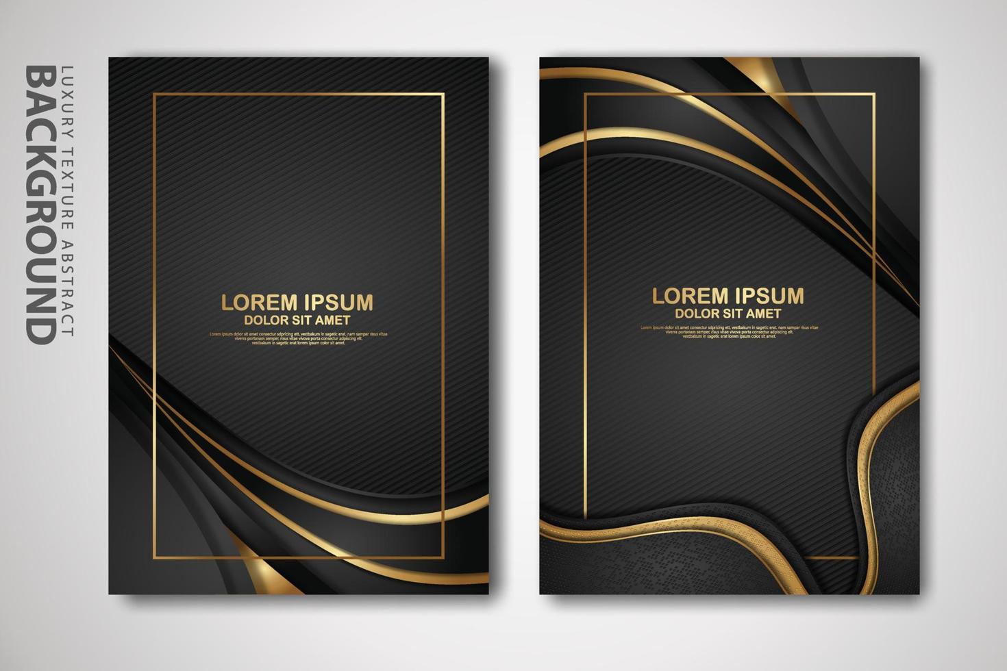 Vektor zwei Set von Cover-Design-Vorlagen mit luxuriösen und eleganten Wellen-, Kreis- und Überlappungsschichten Hintergrund mit Glitzereffekt. realistisch strukturiert im hintergrund