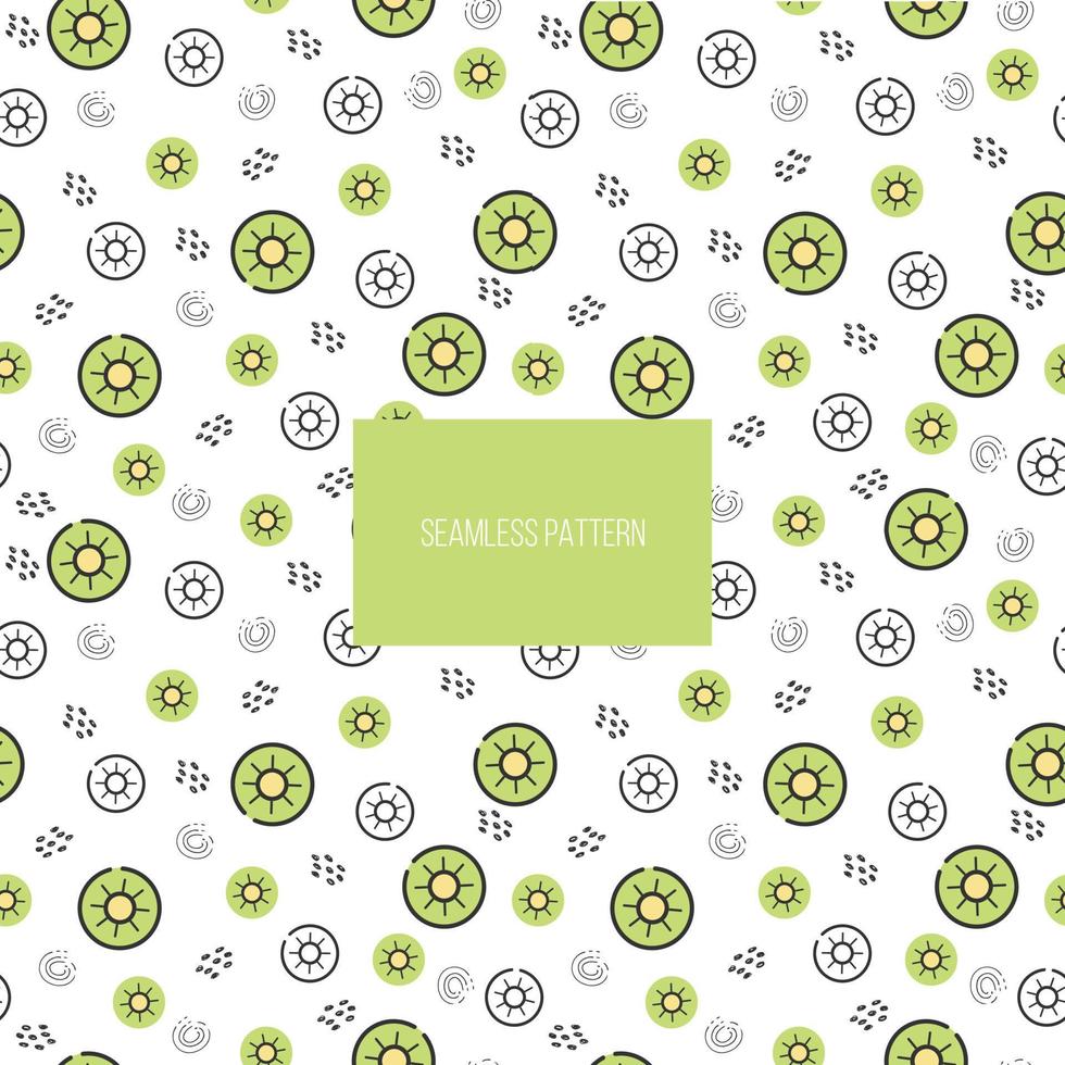 kiwi vektor seamless mönster. frukter i en enkel skandinavisk, tecknad, ritstil. illustration i begränsade pastelltoner idealisk för utskrift på tyg, omslagspapper.