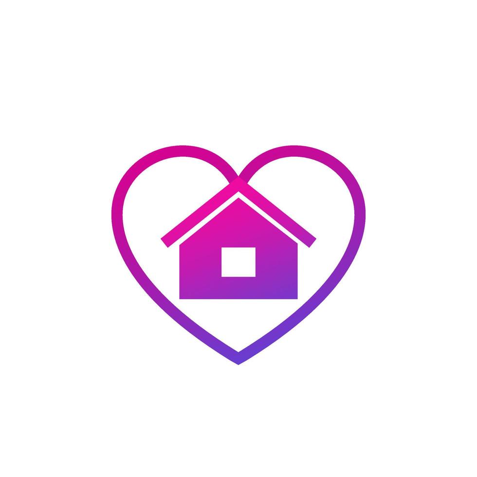 hem och hjärta logotyp, vektordesign vektor