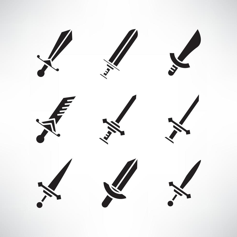 Schwert Waffe Icons Set vektor