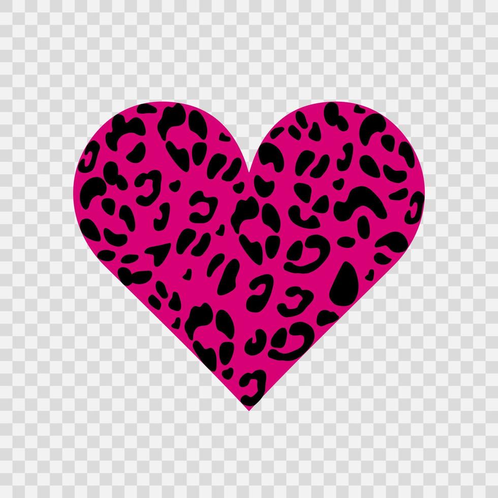rosa leopardhjärta. animalistiskt tryck. symbol för kärlek. lämplig för tryck på en t-shirt. vektor handritade illustration.