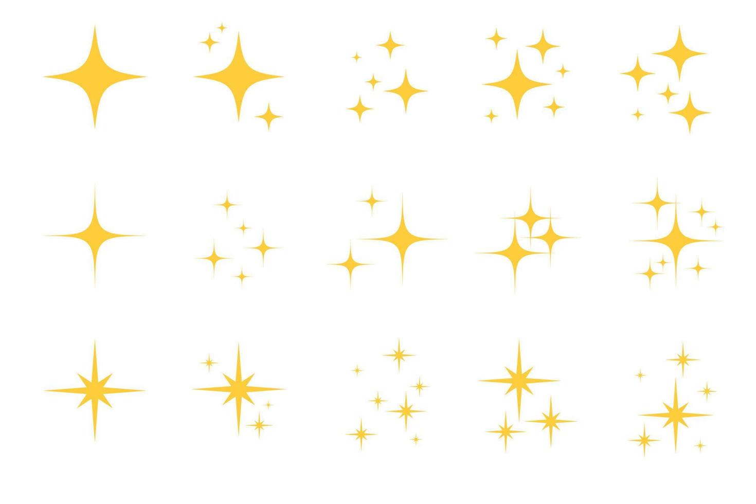 flash sparkle platt stjärna Ikonuppsättning vektor
