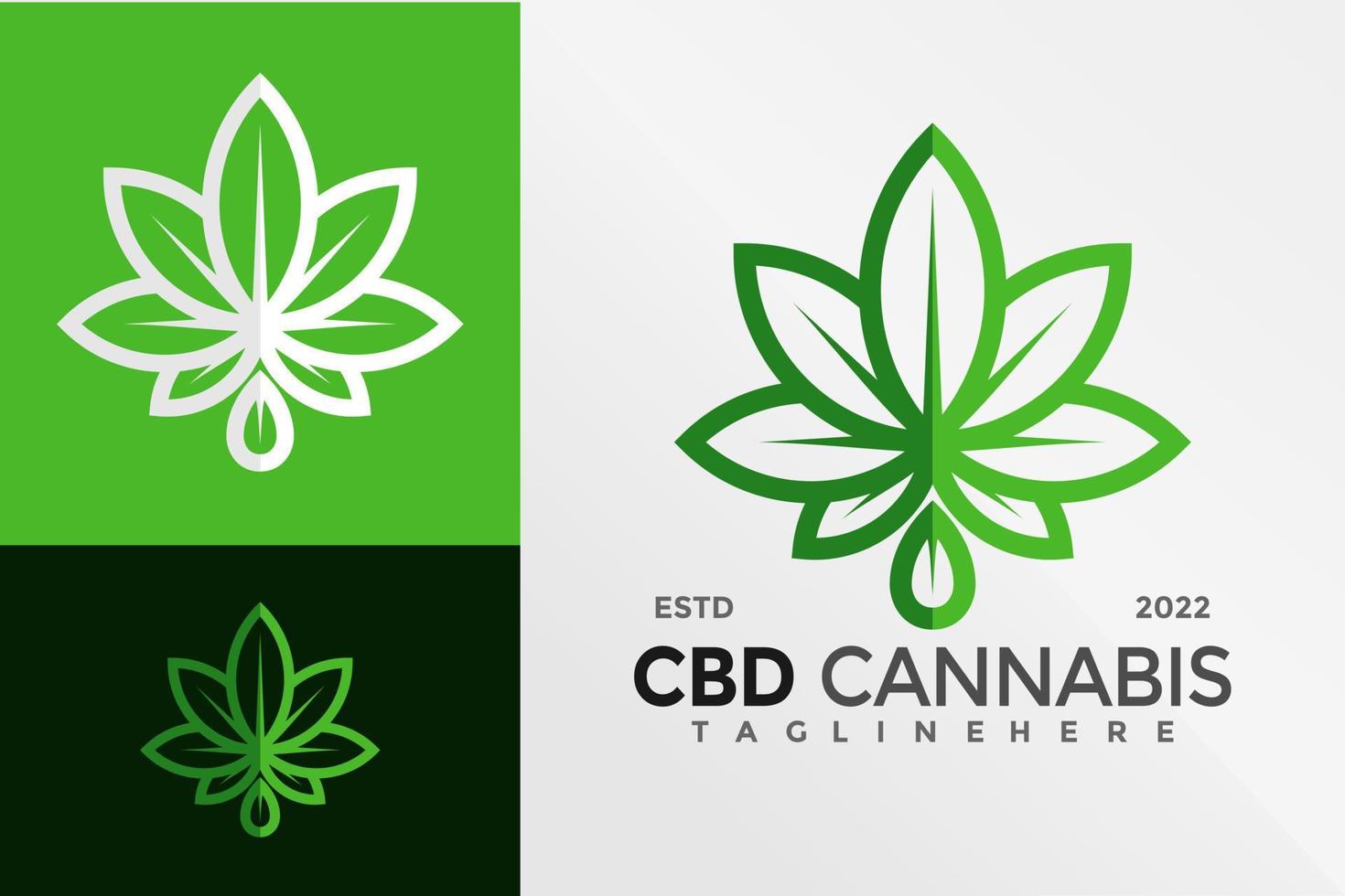 cbd cannabisolja logotyp design vektor illustration mall