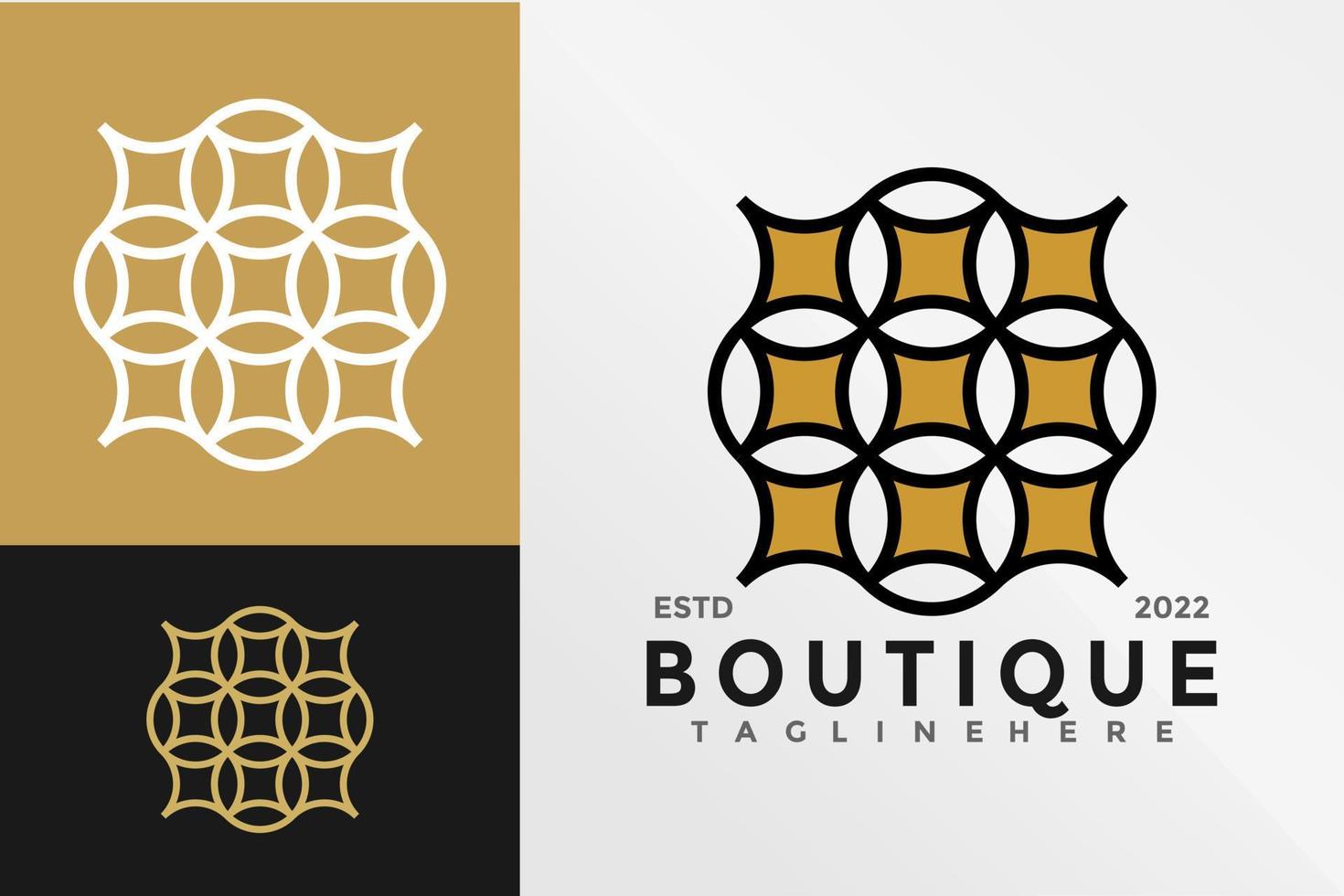 Luxus-Boutique-Blume-Logo-Design-Vektor-Illustration-Vorlage vektor