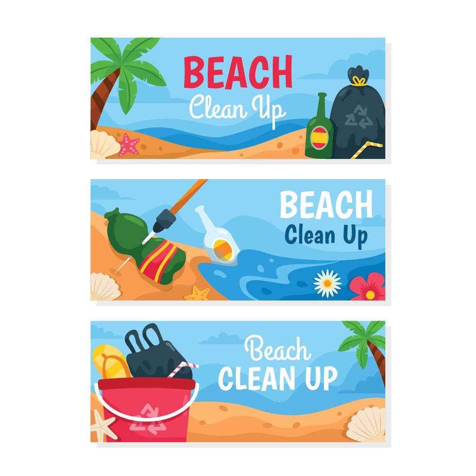 städa upp stranden kampanj vektor