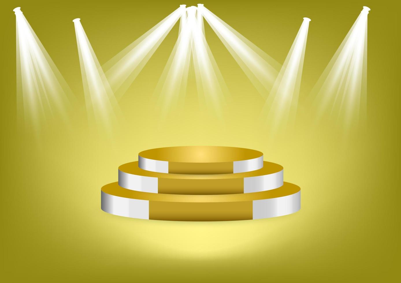 guldpodium för showprodukt eller presentation med spotlight med guldbakgrund vektor