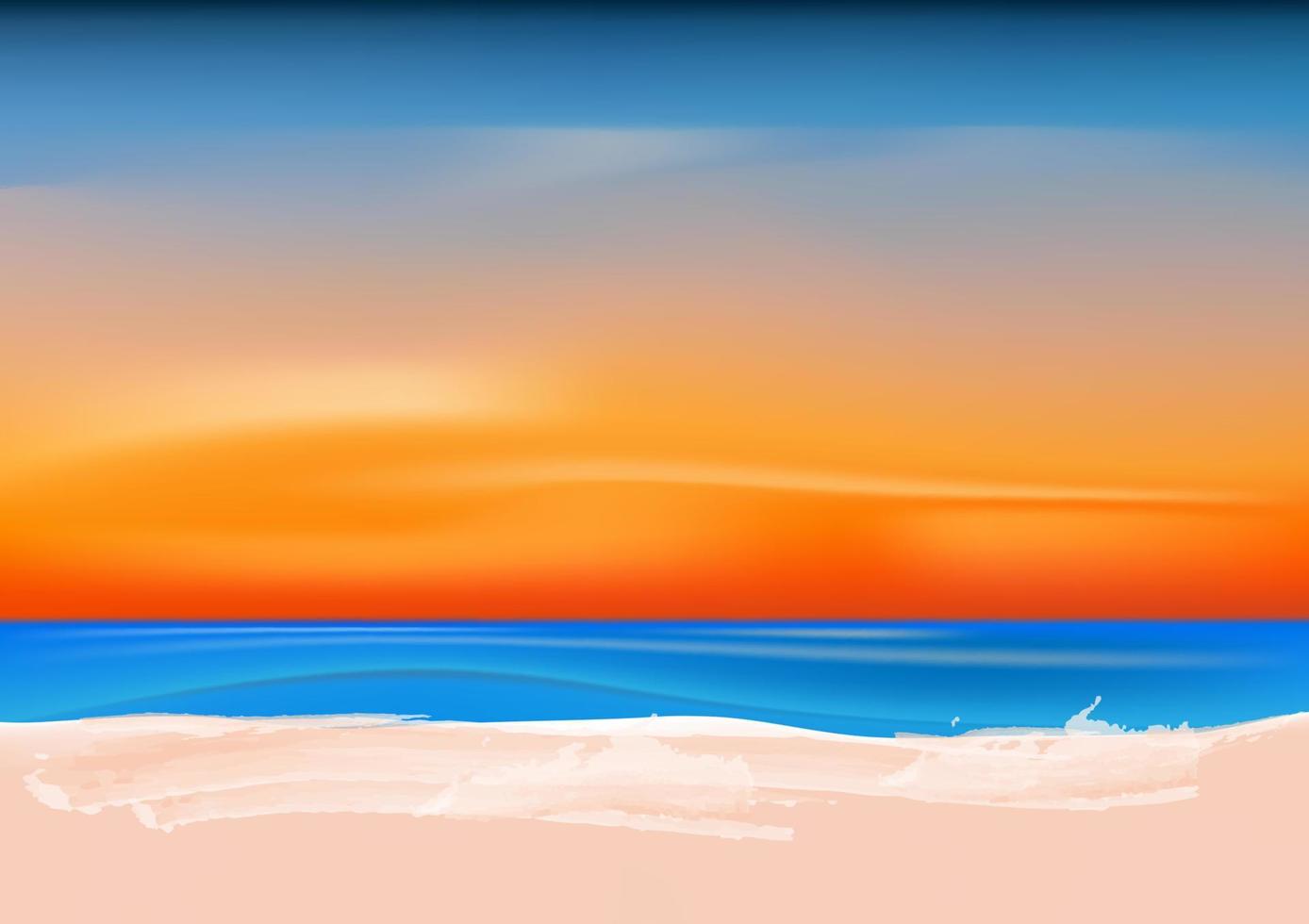 grafik bild ritning landskap Visa havsnatur utomhus och skymning silhuett efter solnedgången vektorillustration vektor