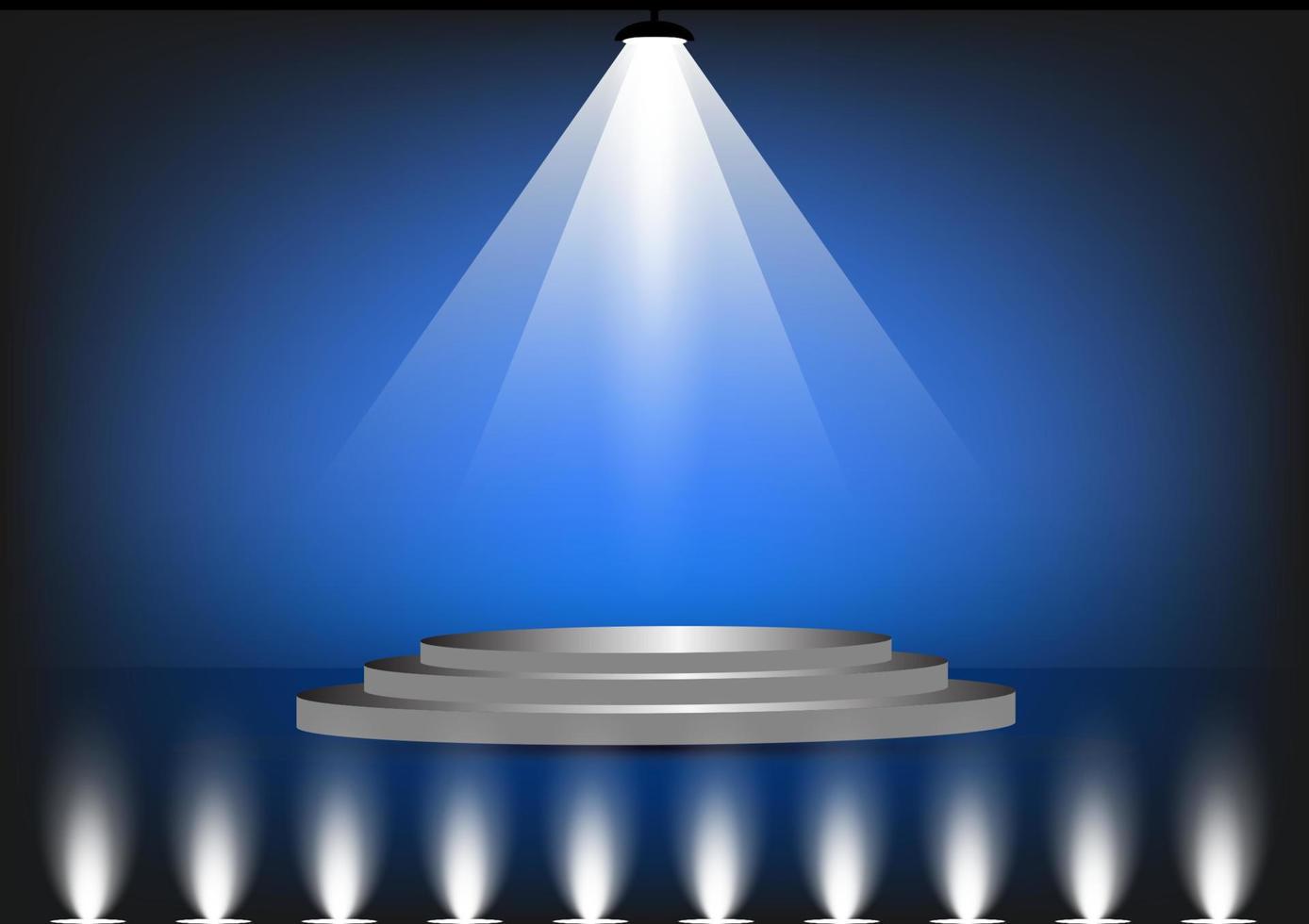 podium med spotlight för show med blå färgton vägg bakgrund vektor