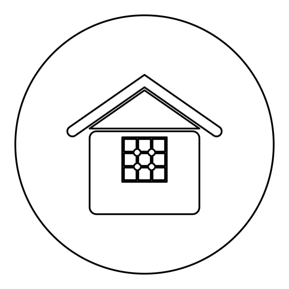 Home-Symbol im Kreis rund schwarz Farbe Vektor Illustration Bild Umriss Konturlinie dünnen Stil