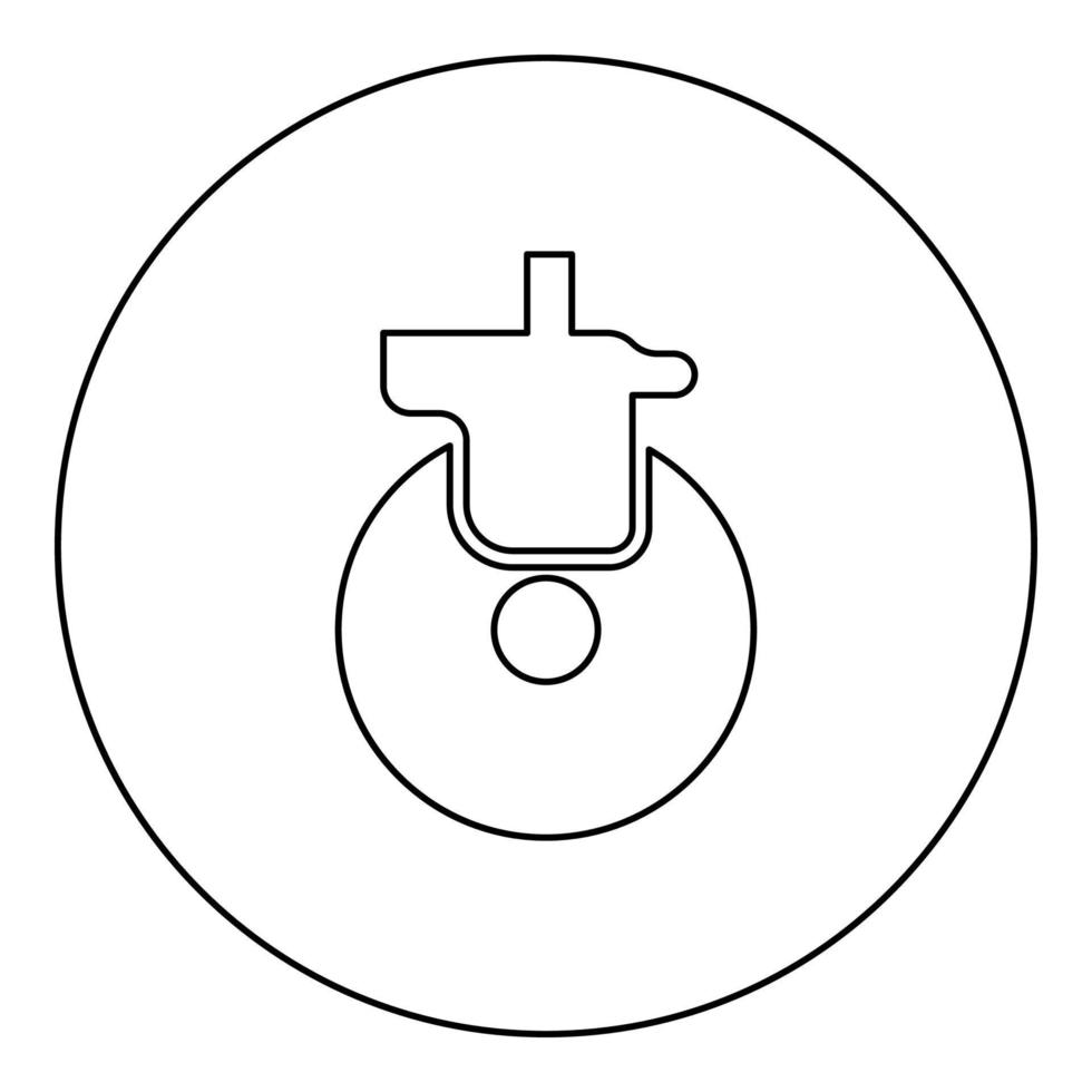 hjul för möbler hjul vagn ikon i cirkel rund svart färg vektor illustration bild kontur kontur linje tunn stil
