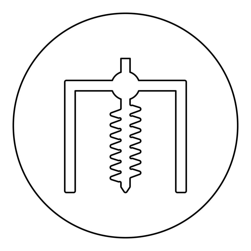 installation för borrigg symbol gruvdrift borrhål grävare jordskruv geodetiskt arbete ikon i cirkel rund svart färg vektor illustration bild kontur kontur linje tunn stil