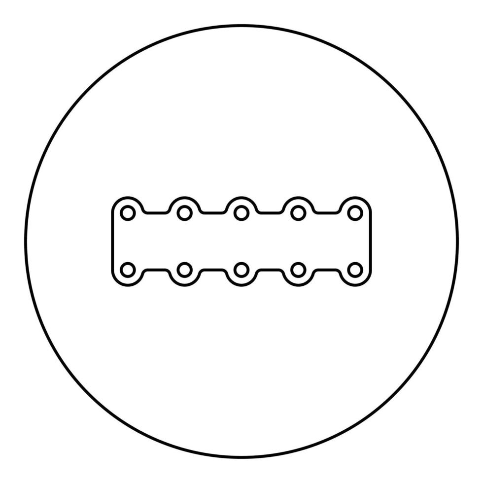 Motor Dichtung Auto Symbol im Kreis rund schwarz Farbe Vektor Illustration Bild Umriss Konturlinie dünnen Stil