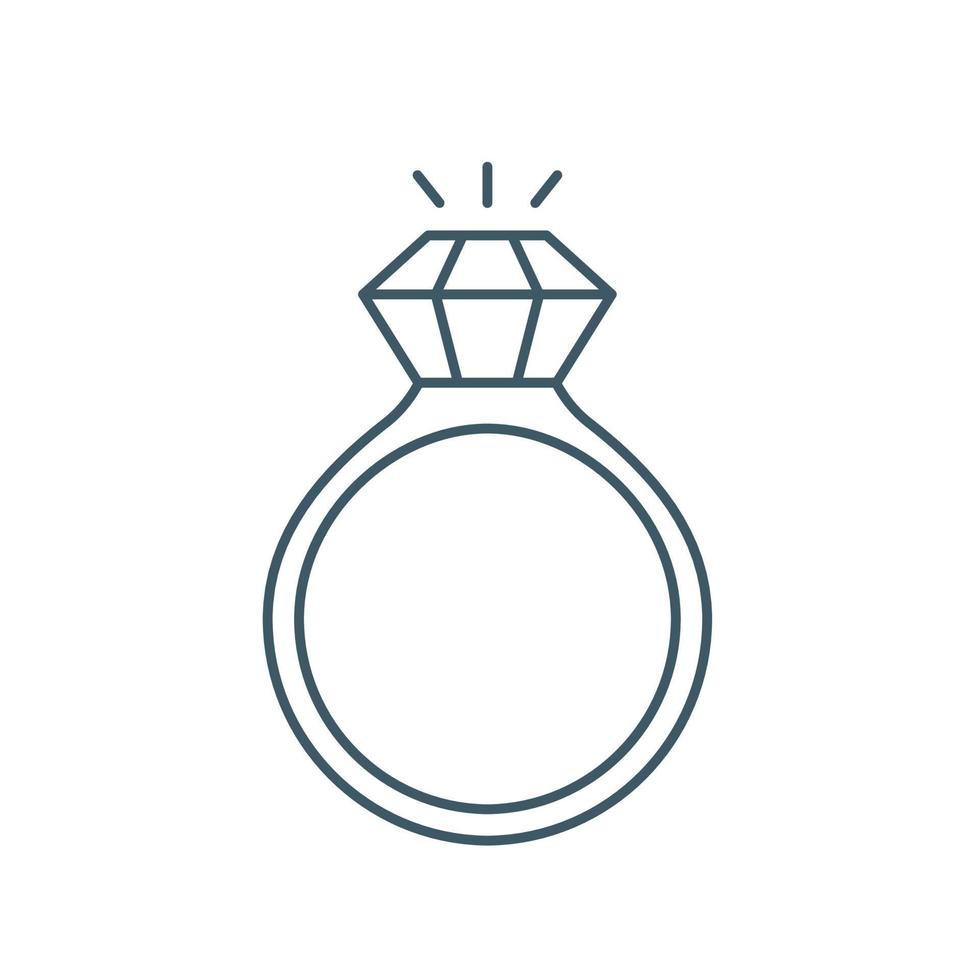 Ring-Diamant-Symbol. Ehering editierbarer Strich. Vektor