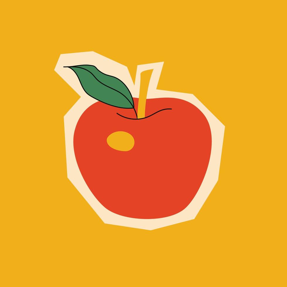 Apple-Vektor-Illustration auf gelbem Hintergrund. abstraktes Plakat mit Apfel. Aufkleber. zeitgenössische Kunst. Food-Konzept. vektor