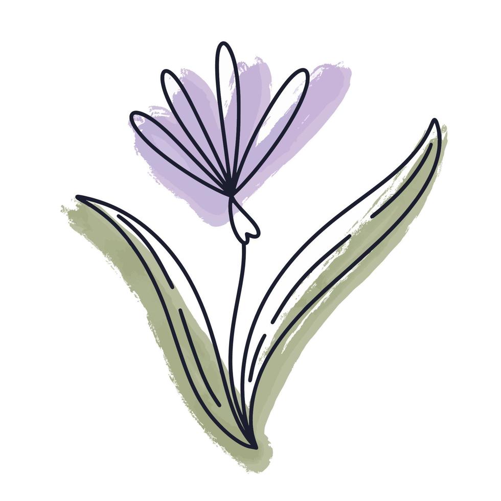 lila löv från ett träd, doodle stil vektor
