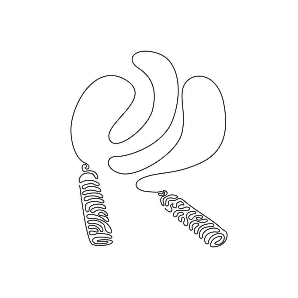 kontinuerlig en rad ritning hopprep eller hopprep. sport, fitness, konditionsträning, kampsport och boxningstillbehör. swirl curl stil koncept. enda rad rita design vektorgrafisk illustration vektor