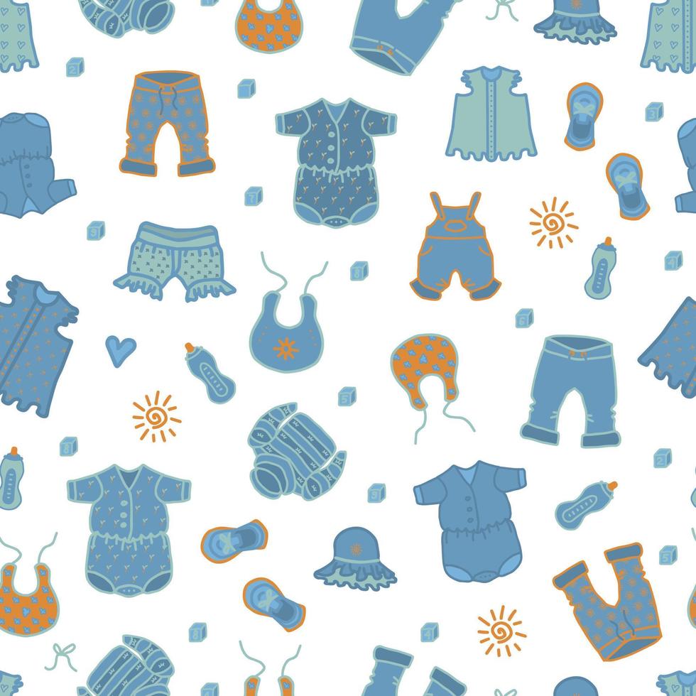 baby seamless mönster i blå färger. vektor isolerade tecknad illustration