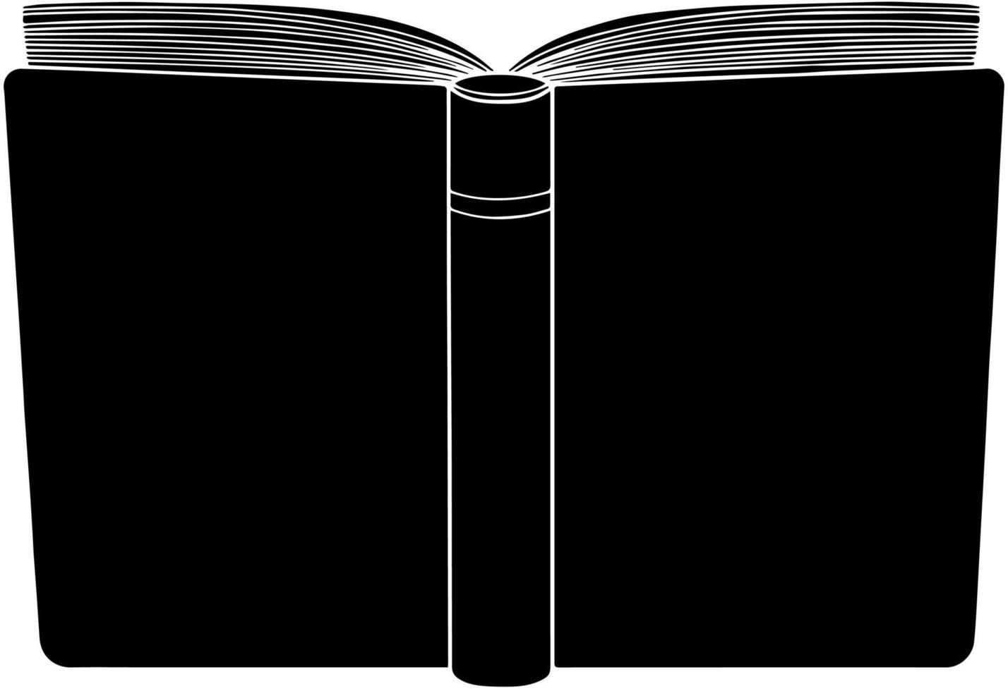 öppen bok isolerade vektor handritad illustration. svart kontur siluett läsning