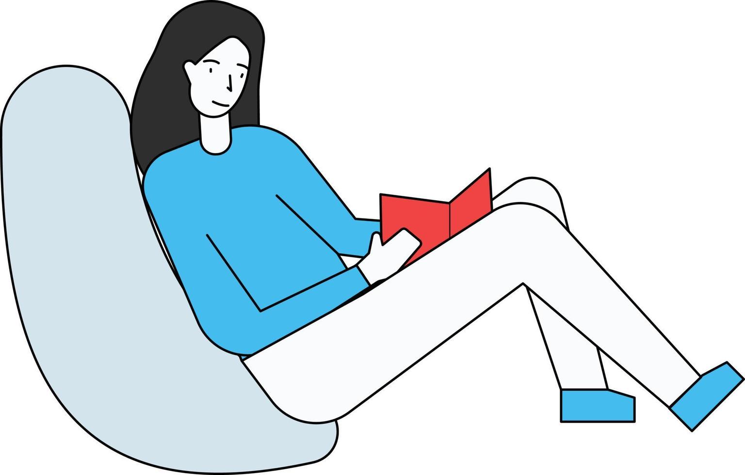 flickan läser en bok. vektor