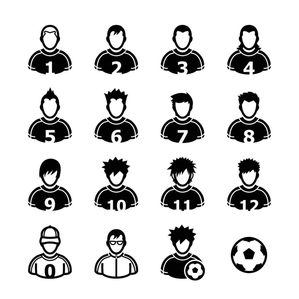 fotbollsspelare ikoner med vit bakgrund vektor