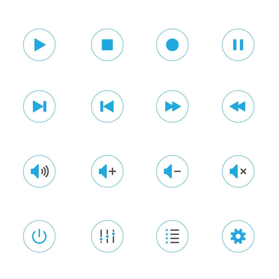 mediaspelare ikoner med vit bakgrund vektor