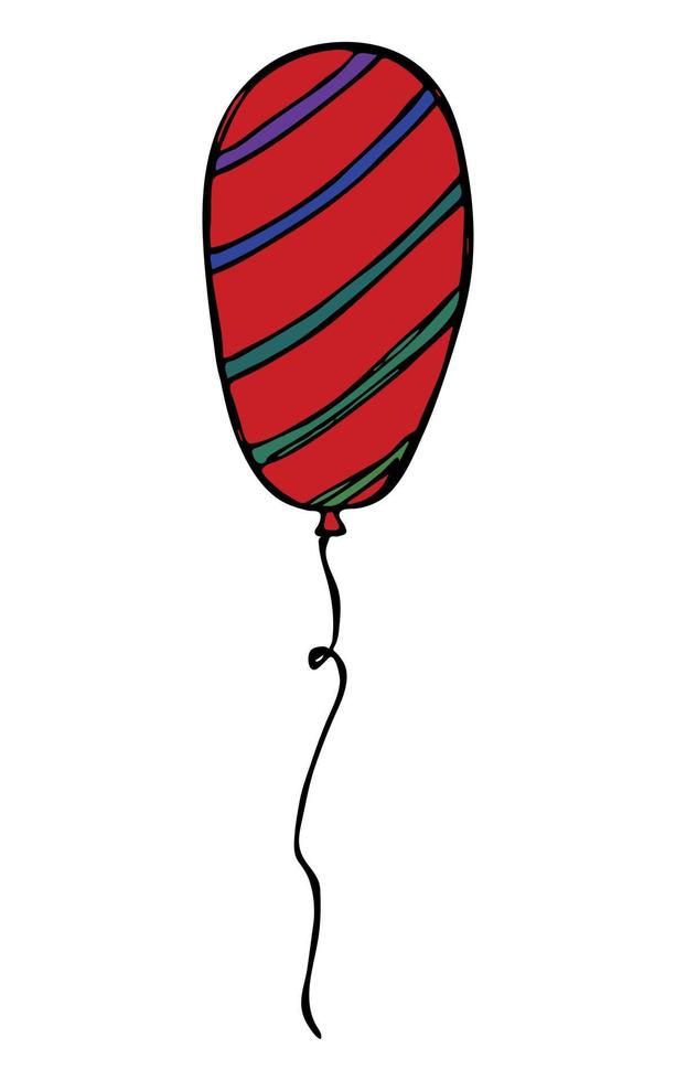 handritad flygande ballong illustration. födelsedagsfest ballong doodle. semester clipart. vektor