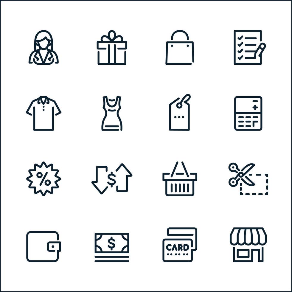 Einkaufssymbole mit weißem Hintergrund vektor