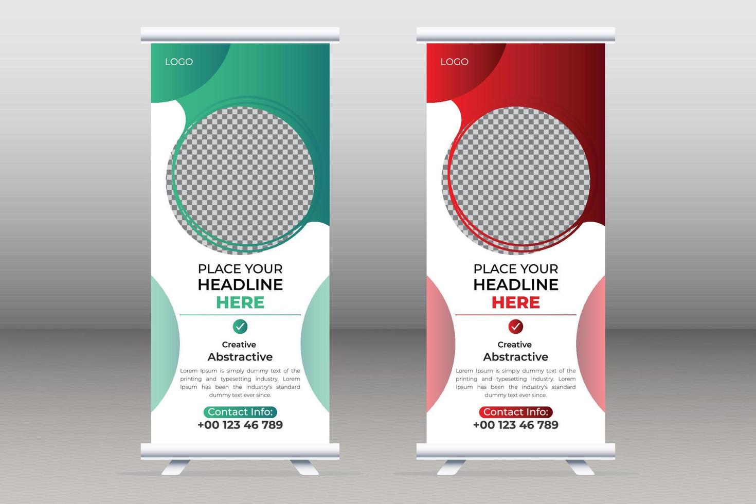 Corporate Business Roll-Up-Stand-Banner-Template-Design für Vektor Stylisches Roll-Up-Display-Stand-Banner mit kreativem Banner-Design