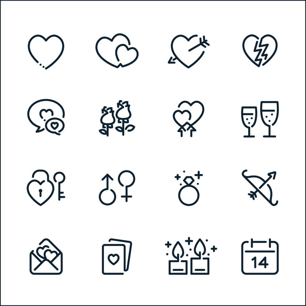 Valentinstag-Icons mit weißem Hintergrund vektor