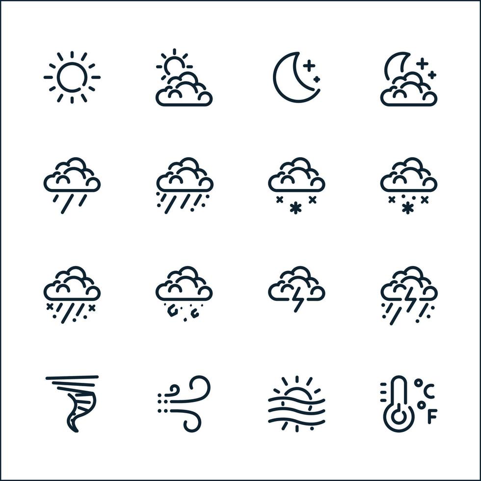 Wettersymbole mit weißem Hintergrund vektor