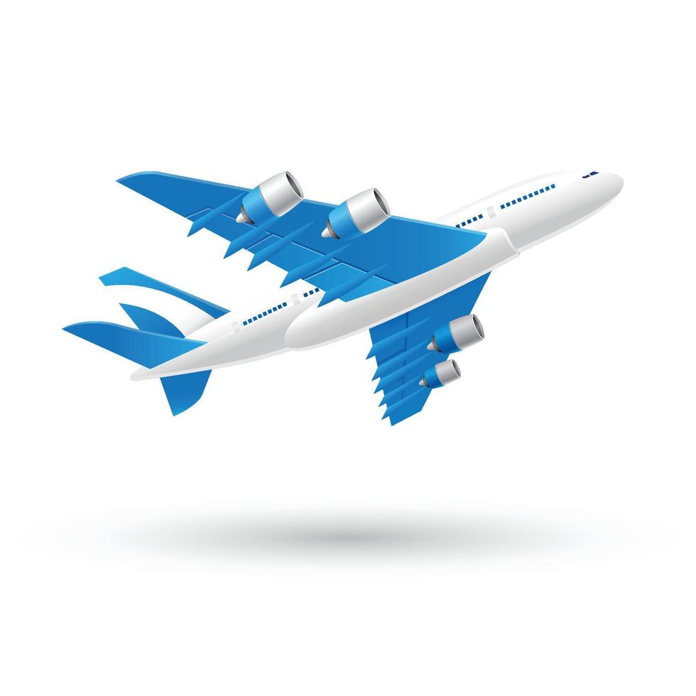 blaues Flugzeugsymbol mit weißem Hintergrund vektor
