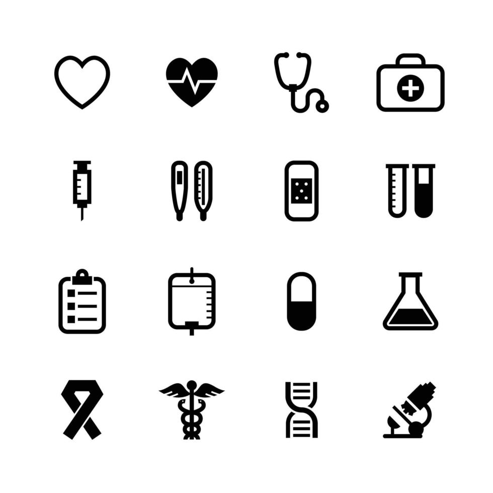 medizinische Symbole mit weißem Hintergrund vektor
