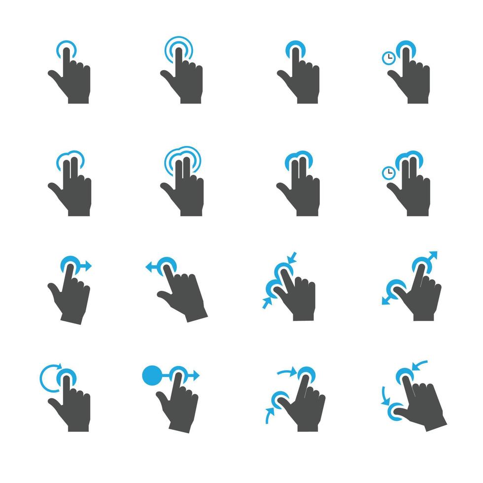 Touch-Gesten-Symbole mit weißem Hintergrund vektor