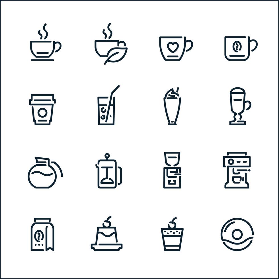 kafé ikoner med vit bakgrund vektor
