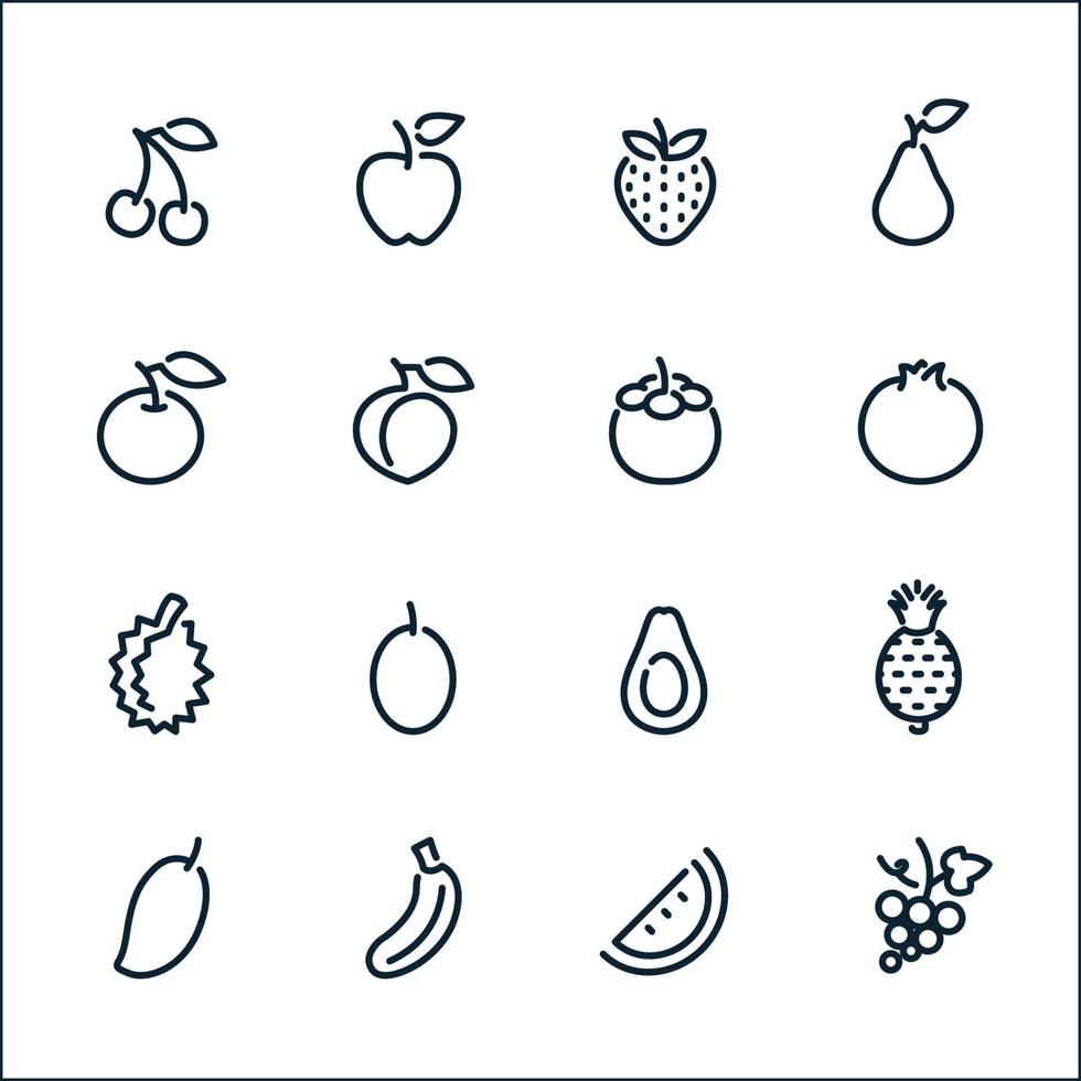 frukt ikoner med vit bakgrund vektor