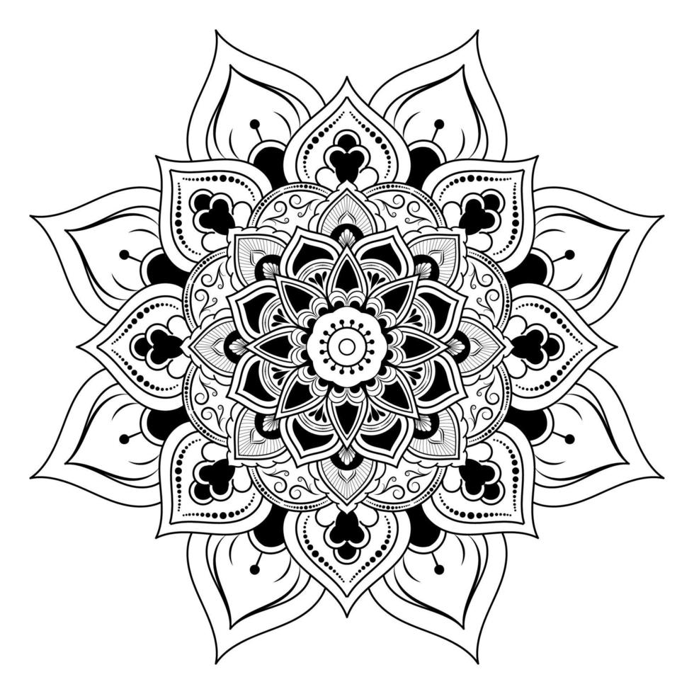 svart och vitt mandala blommönster, vintage dekorativa element, mandala bakgrund vektor