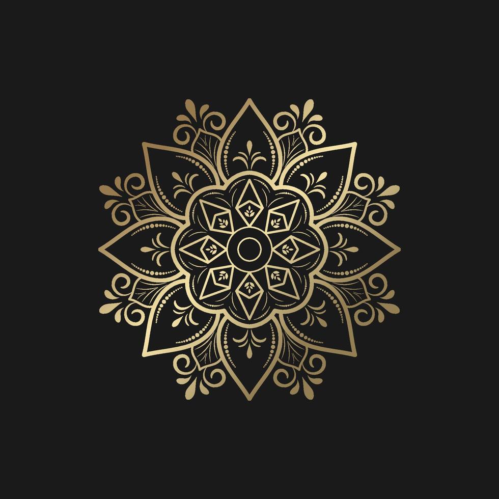 guld mandala med vintage blommig stil, vektor mandala orientaliskt mönster,