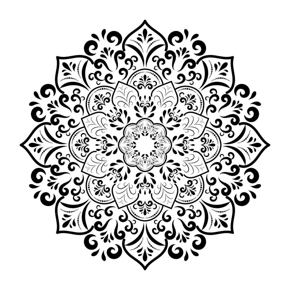 kreisförmiges Blumenmandala mit Vintage-Blumenstil, orientalisches Muster des Vektormandala, handgezeichnetes dekoratives Element. einzigartiges Design mit Blütenblatt. konzept entspannen und meditationsnutzung für seitenlogobuch vektor