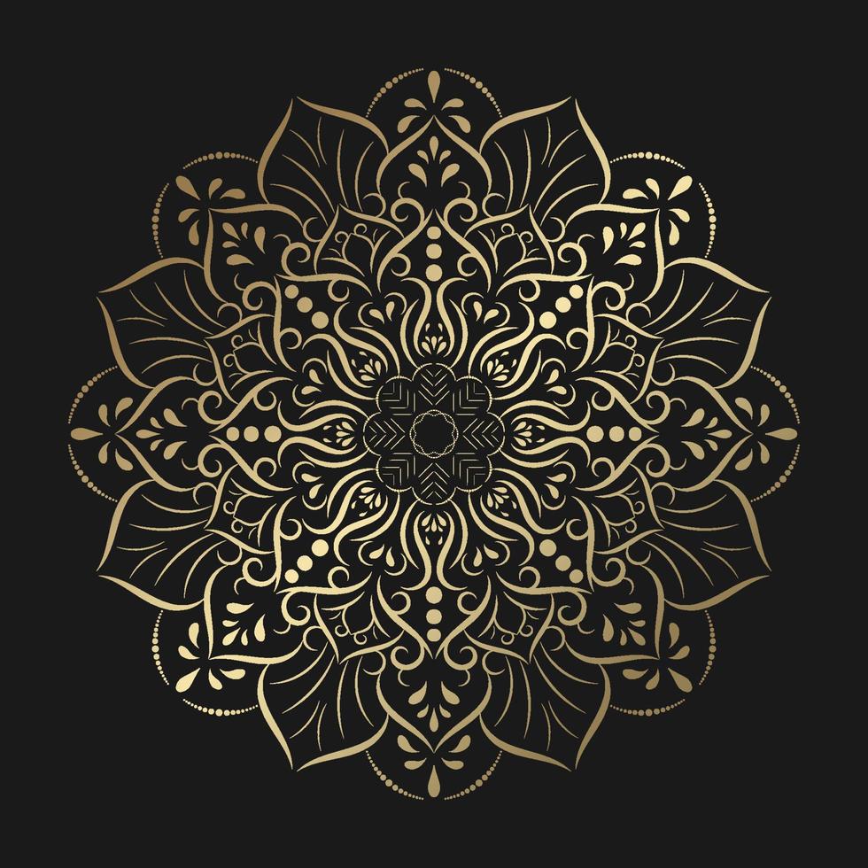 guld mandala med vintage blommig stil, vektor mandala orientaliskt mönster,