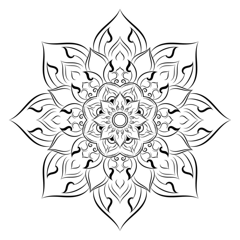 svart och vitt mandala blommönster, vintage dekorativa element, mandala bakgrund vektor