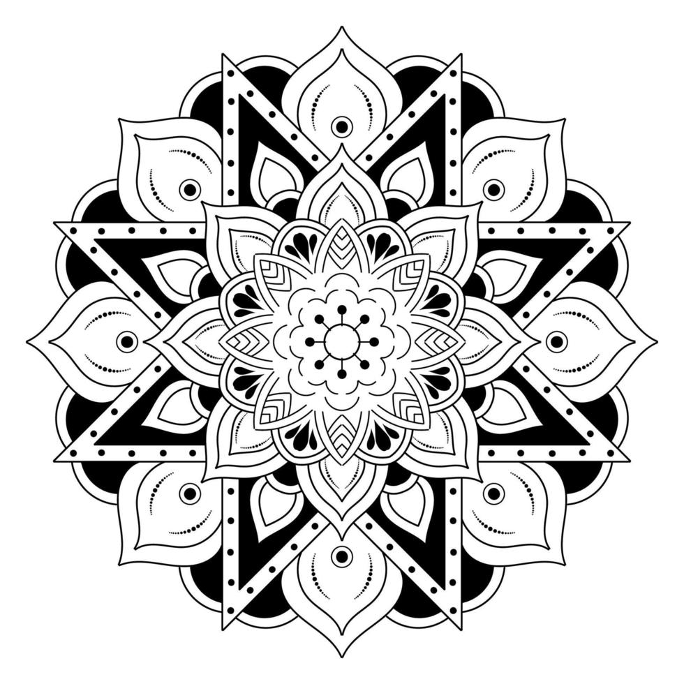 Schwarz-Weiß-Mandala-Blumenmuster, dekorative Vintage-Elemente, Mandala-Hintergrund vektor